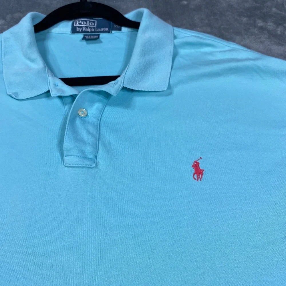 Vintage Ralph Lauren Shirt Mens XL Blue Casual‎ Retro 90s Red Pony Golf Preppy